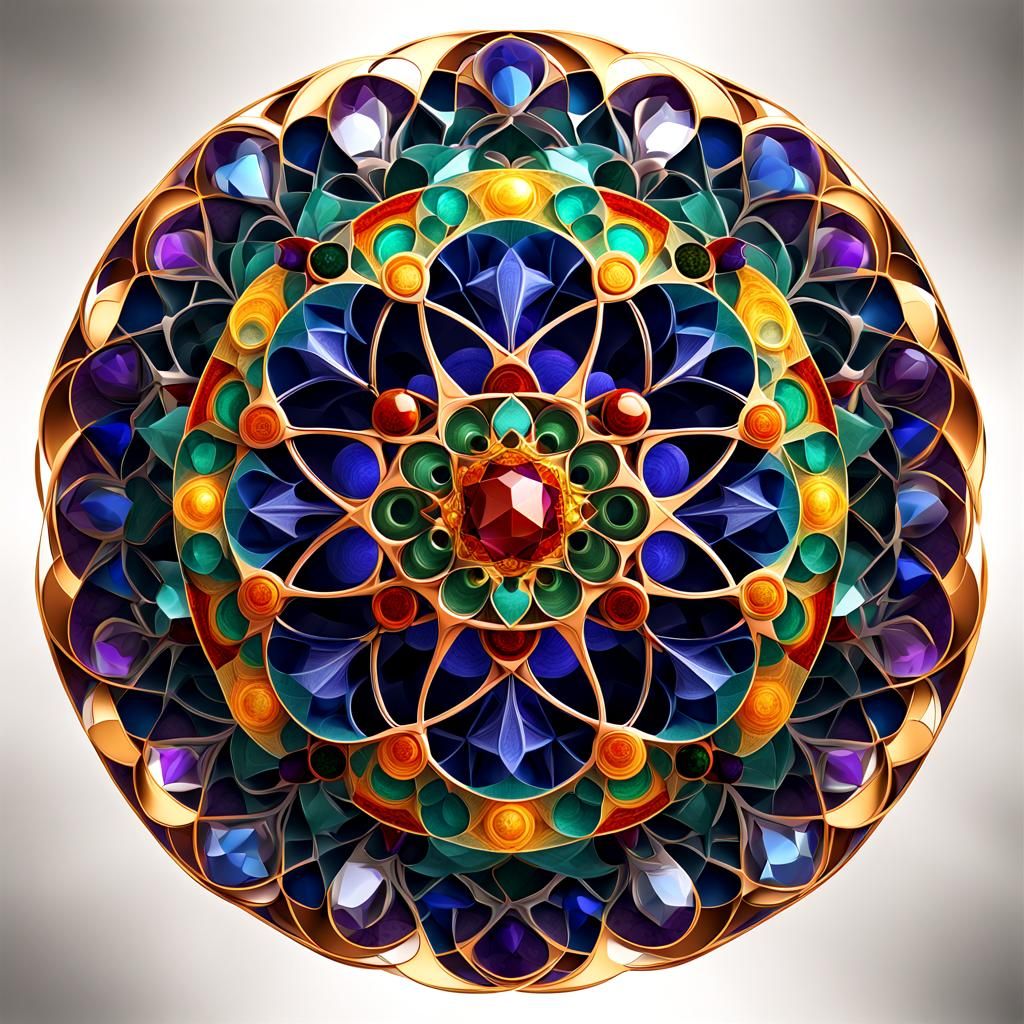 Detailed Circular Mandala in Jewel Tones