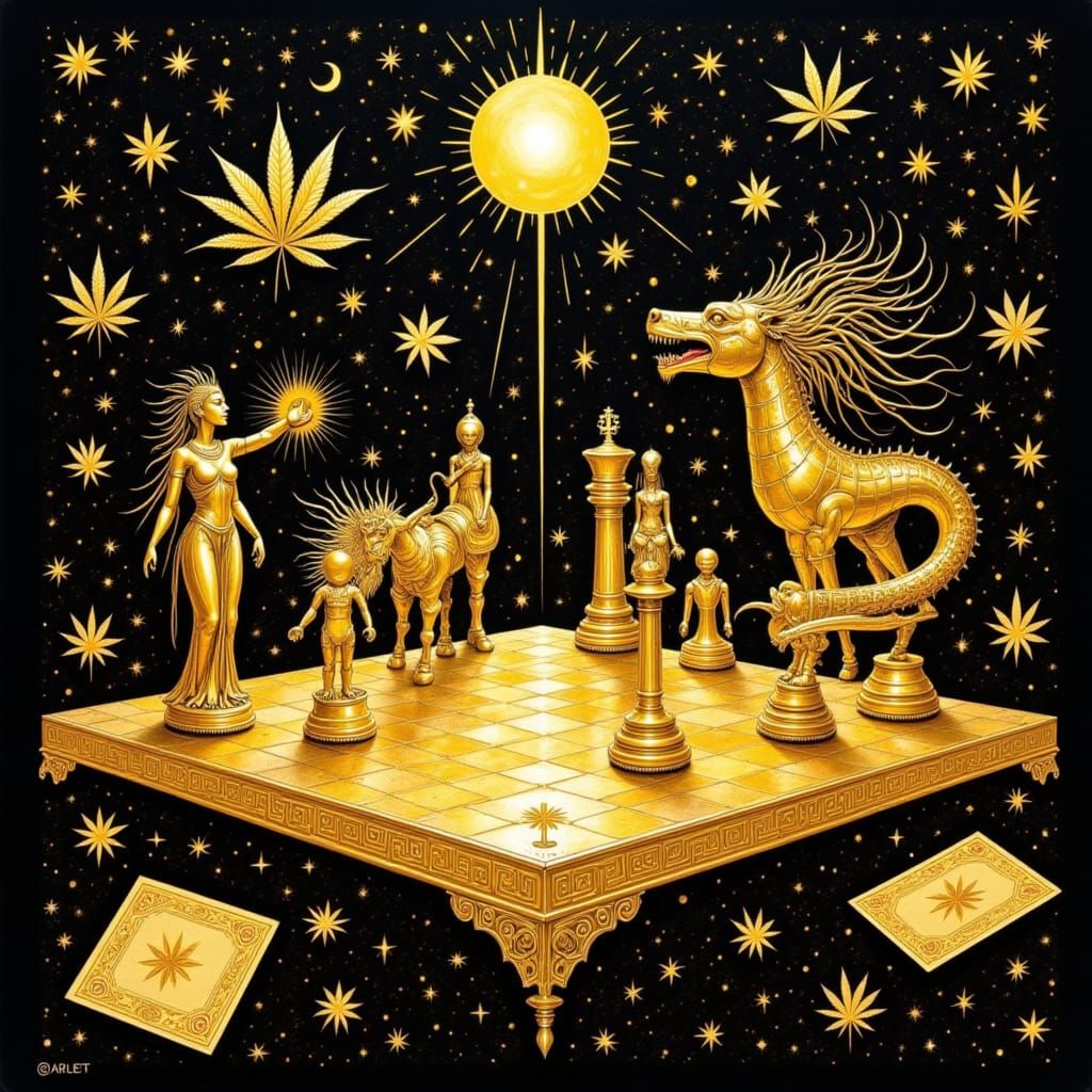 Cannabis Chess of Fate in Tarot Style