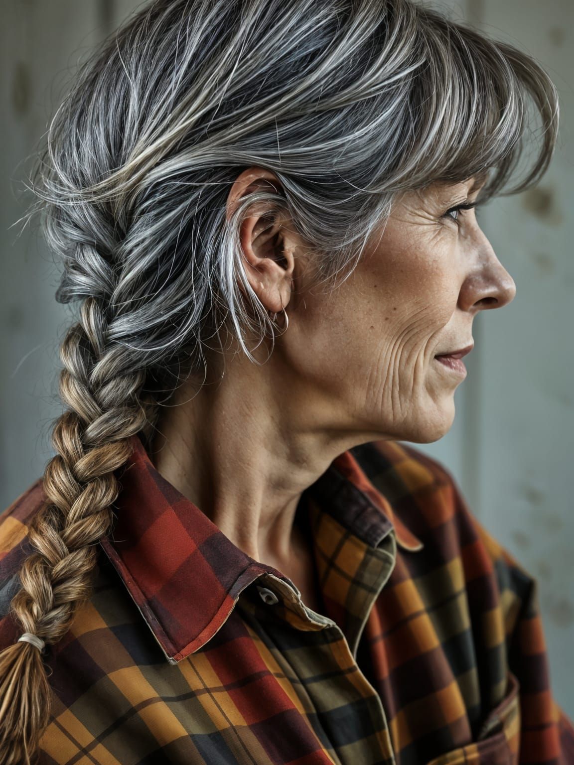 Frumpy Middle Aged Woman Profile Portrait