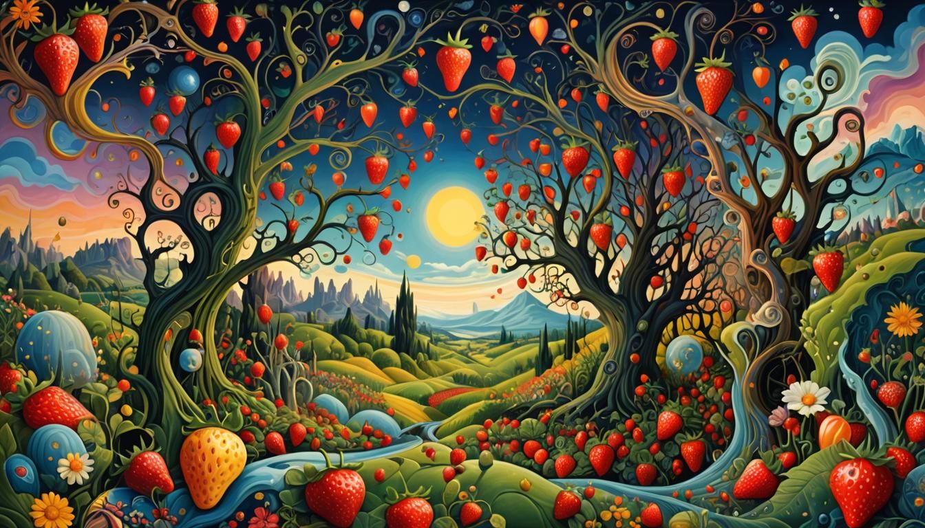 Psychedelic Surreal Dreamscape in Oil on Canvas