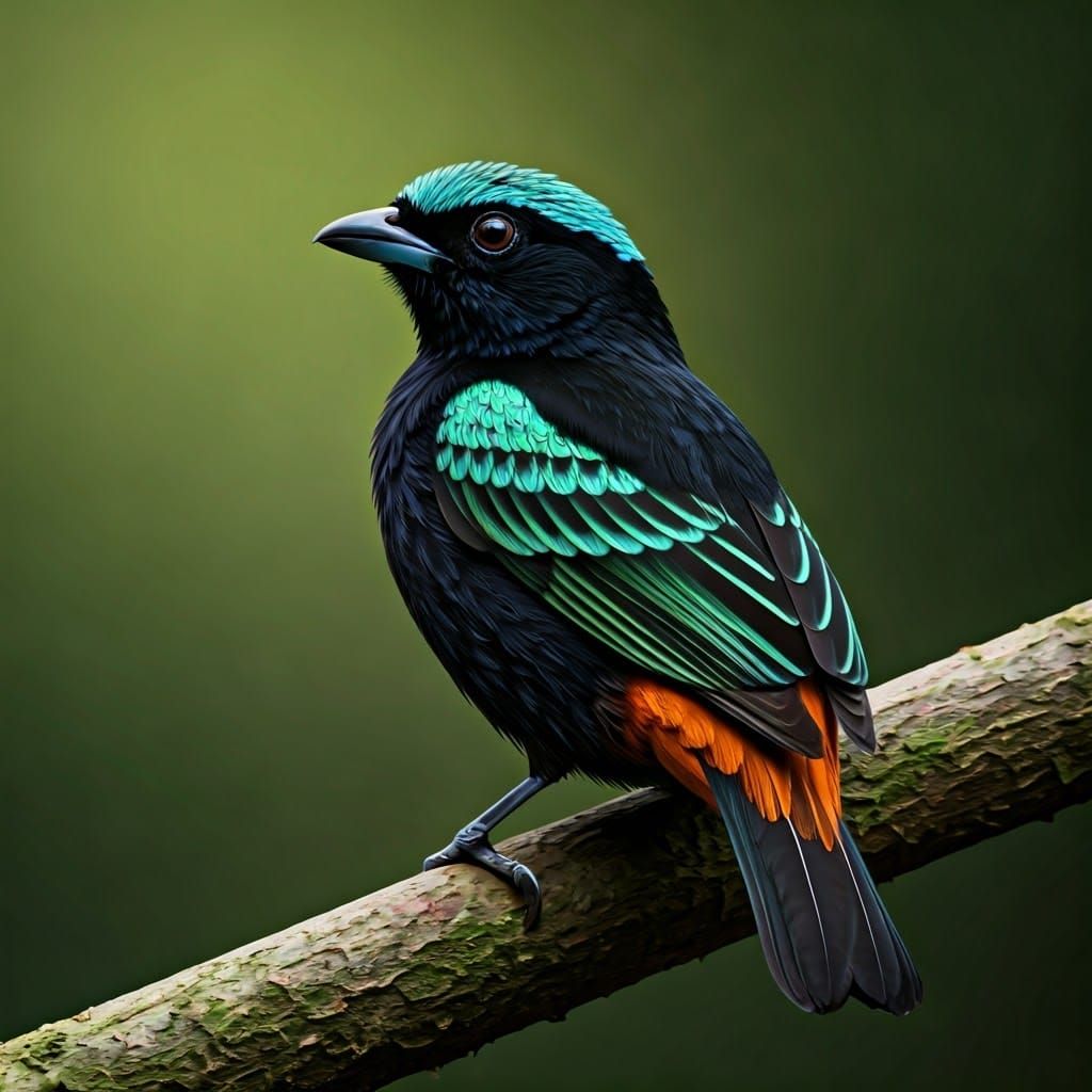Vibrant Tropical Bird in Dazzling Matte Painting