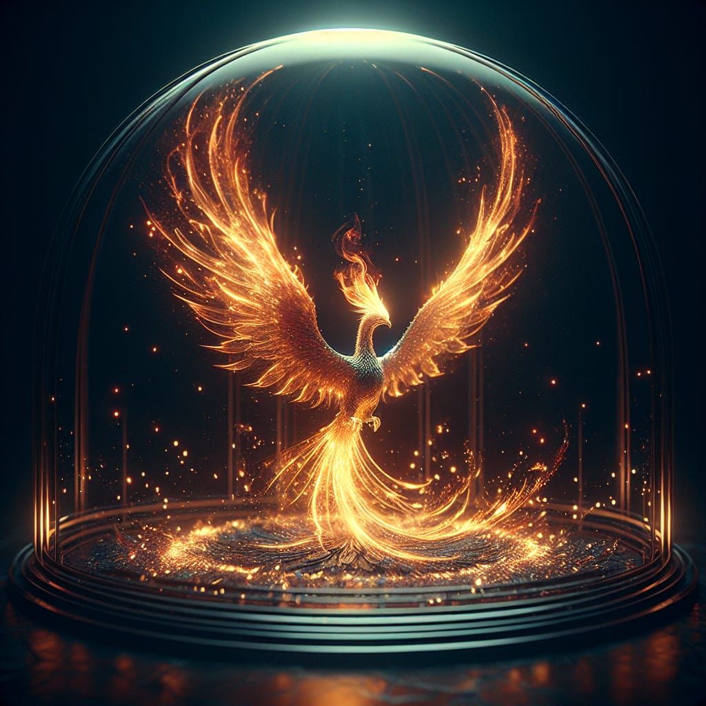 Glowing Phoenix Trapped in a Cage