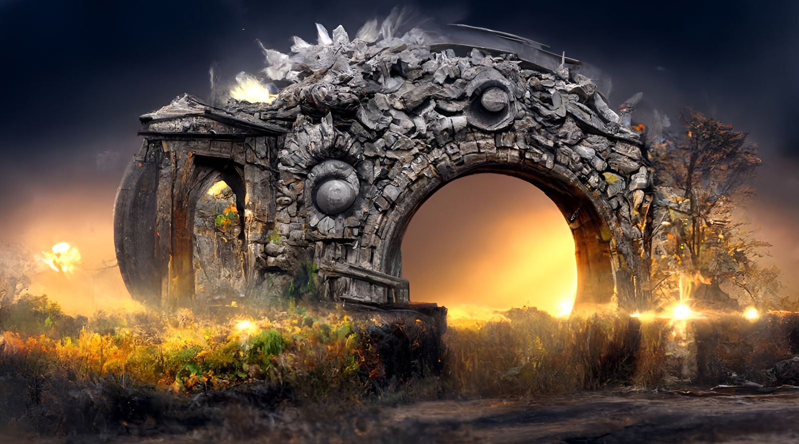Ornate Sun Portal in Abandoned Plains, Cinematic