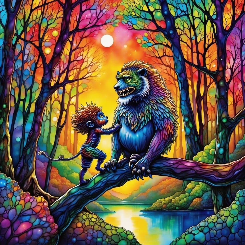 Jungle Scene in Graffiti Art Style