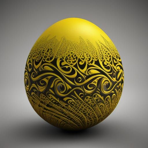 Abstract Egg Designs with Fractal and 3D Shading