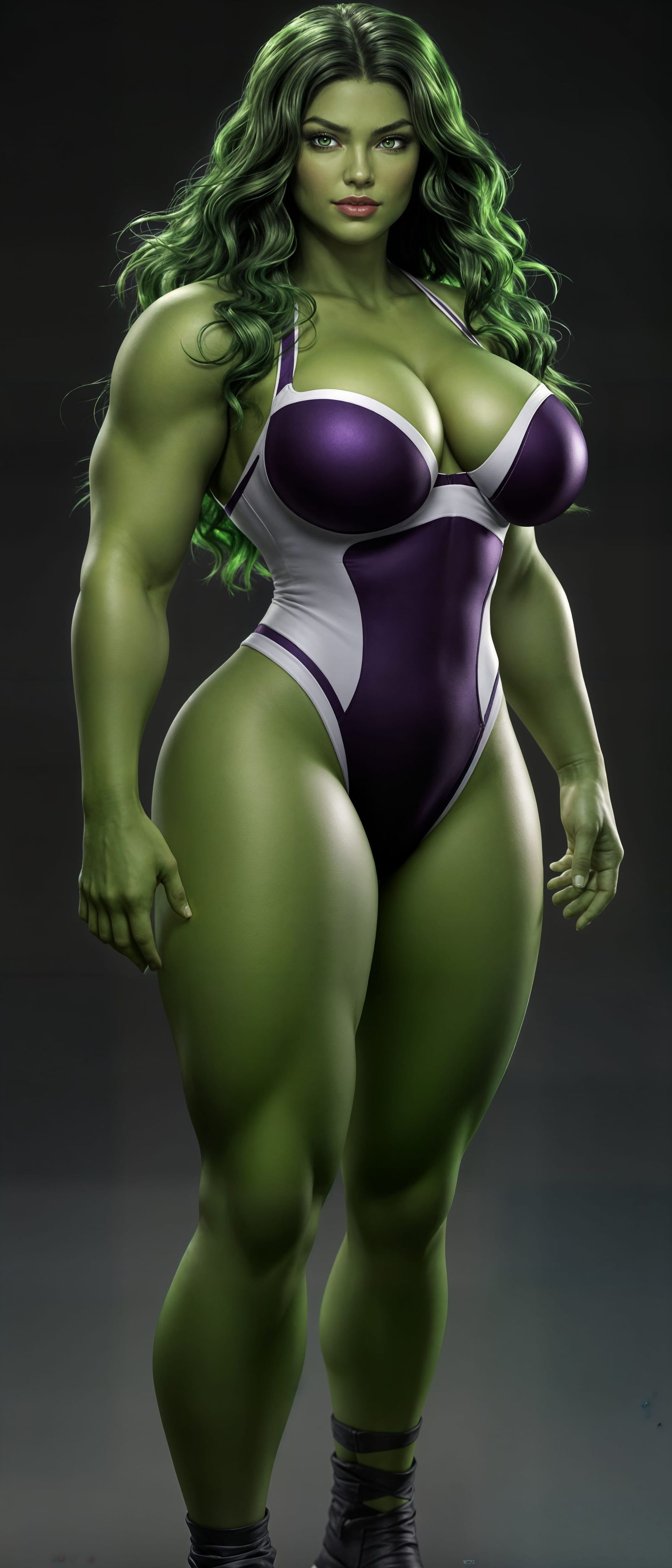 She Hulk as Muscular Wrestler in 3D Anime Art