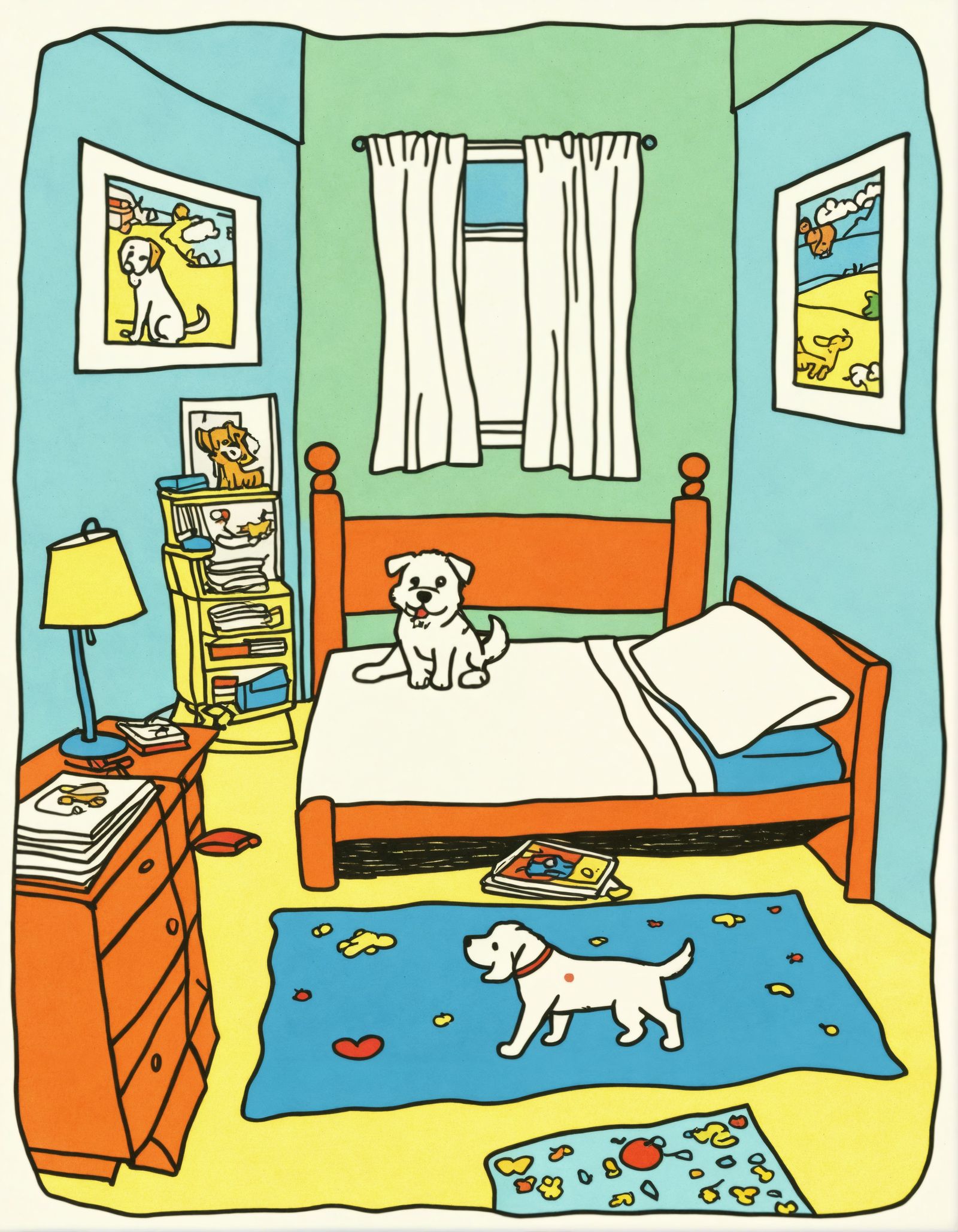 Chibi Dog in Bedroom, Toddler's Drawing