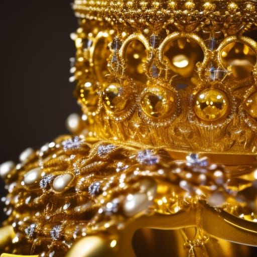 Golden Crown with Wings and Jewels: Professional Photo