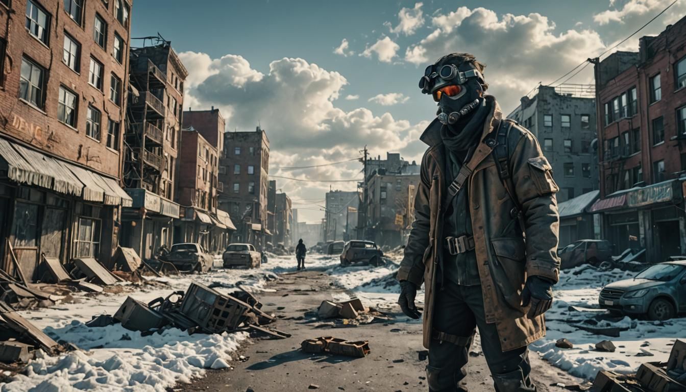 Post-Apocalyptic City in Winter Sunlight