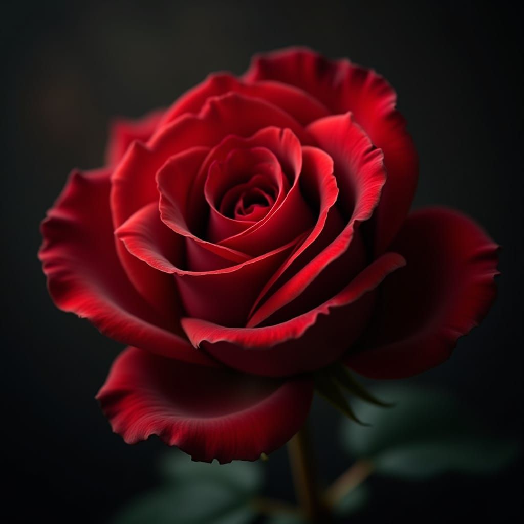 Hyperrealistic Field of Red Roses in HDR