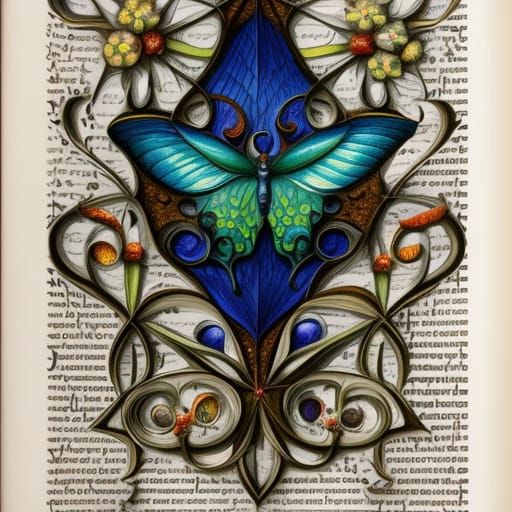 Floral Gothic Letter C Illustration in Watercolor