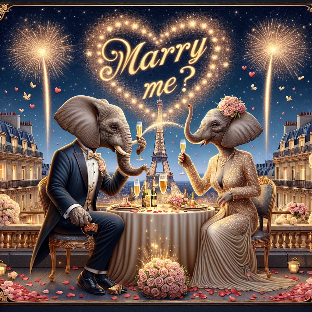 Elegant Elephants Share Valentine's Dinner in Paris