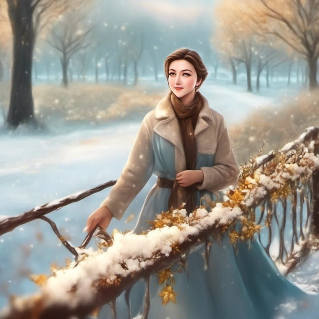 Winter Portrait in Snow, Rembrandt Lighting