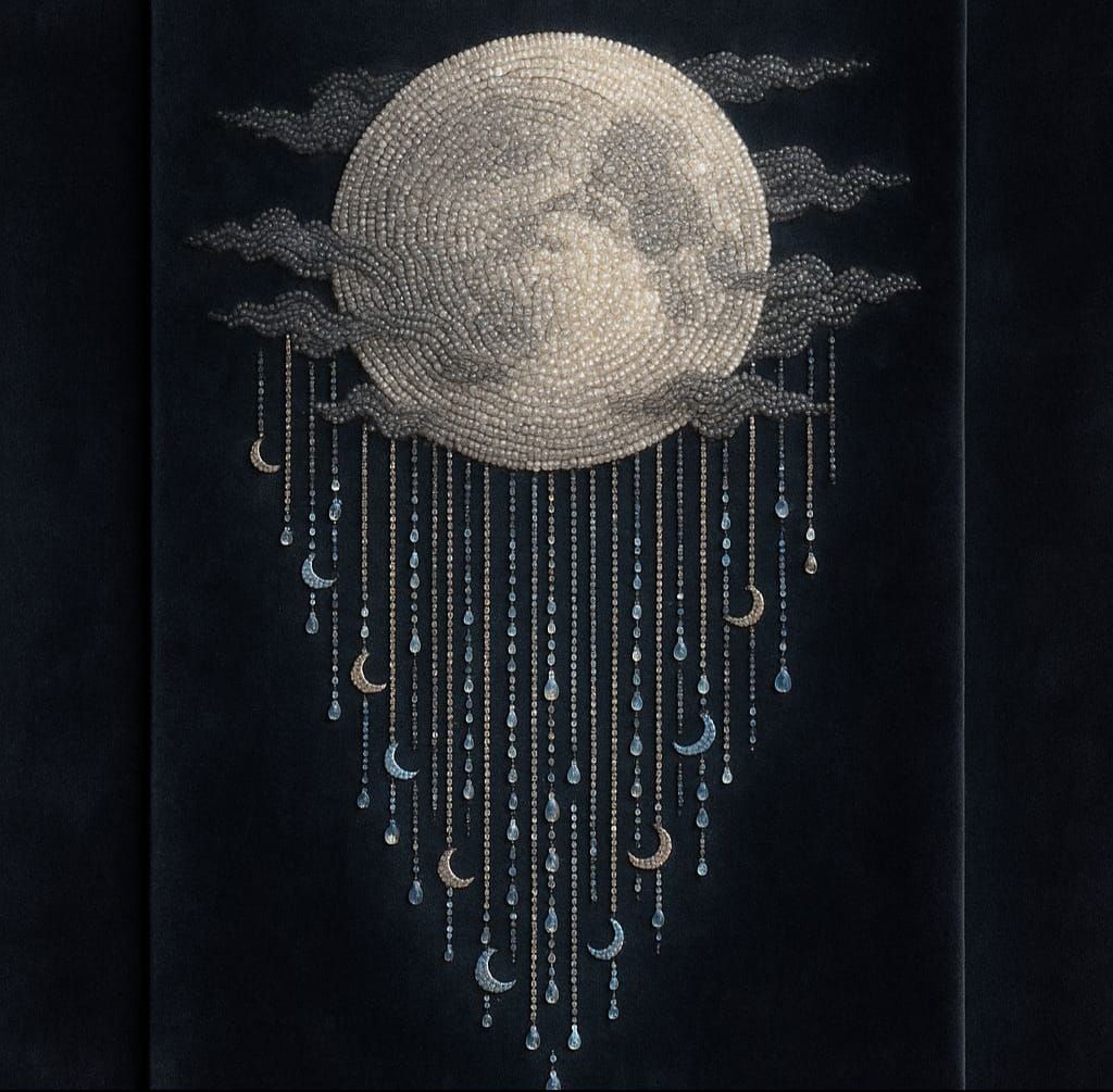 Bead Art Tapestry: Moonfall on Velvet