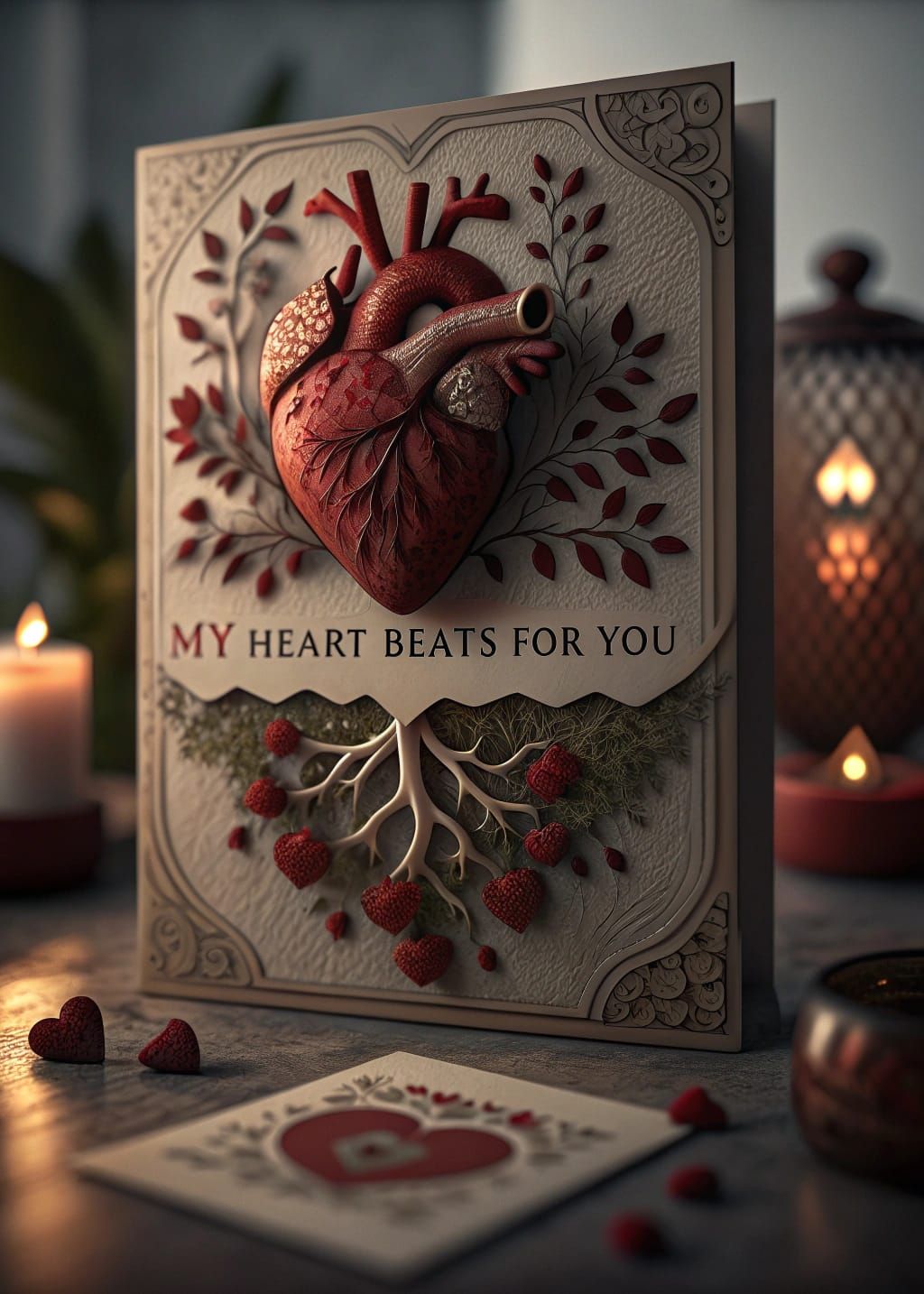 Realistic Valentine's Day Card with Anatomically Correct Hea...