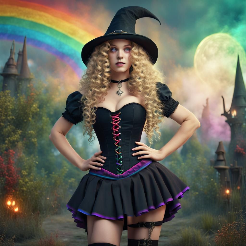 Rainbow Summer Witch in Detailed Matte Painting