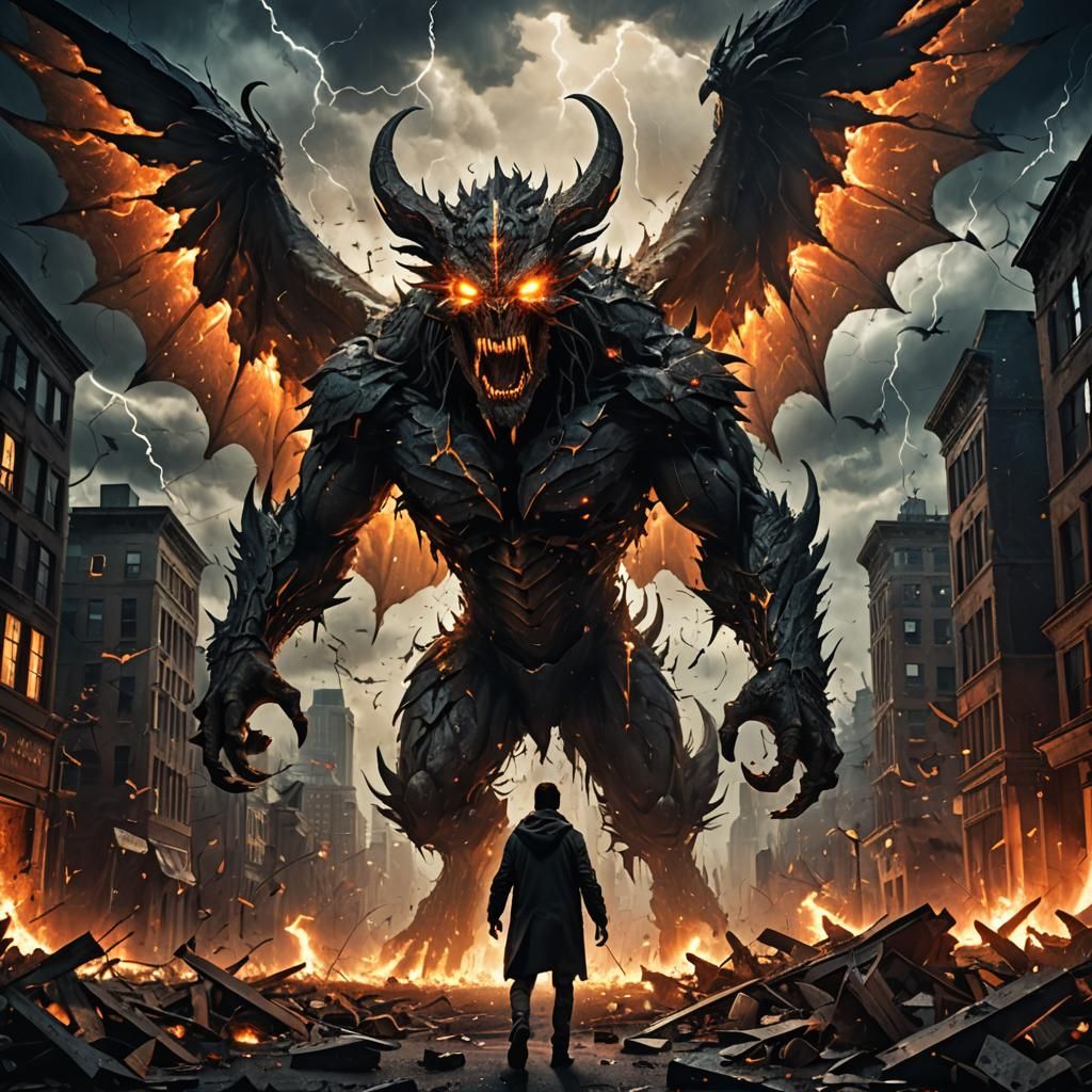 Monster destroyed urban city