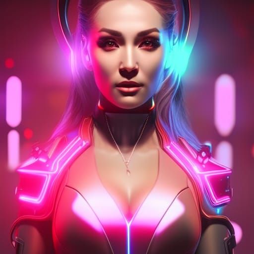 Cyberpunk Woman with Glowing Lights in Futuristic Sci-Fi