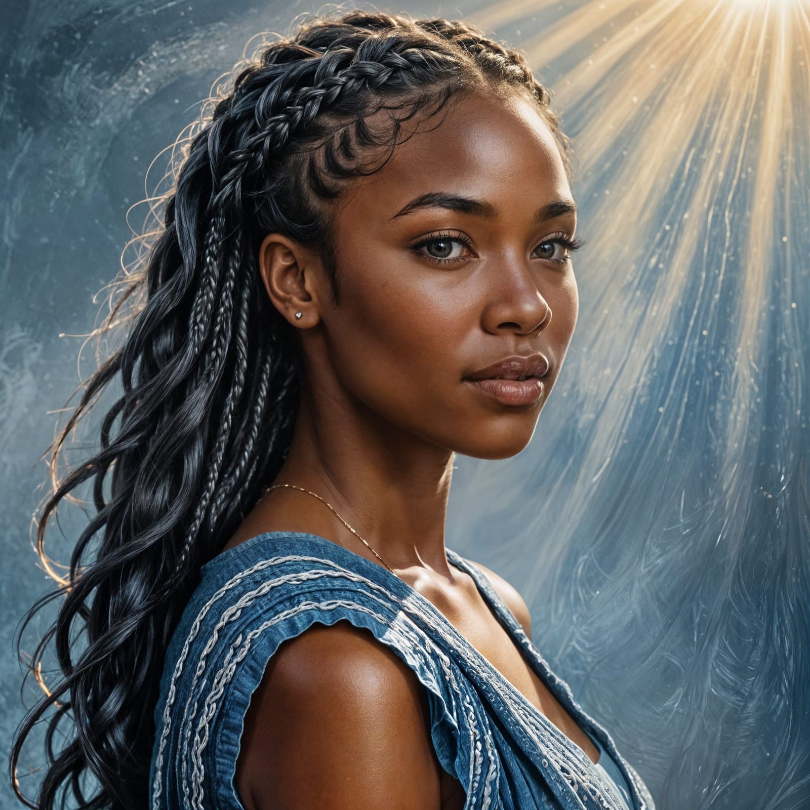 Stunning Ebony Woman Portrait with Soft Glowing Light