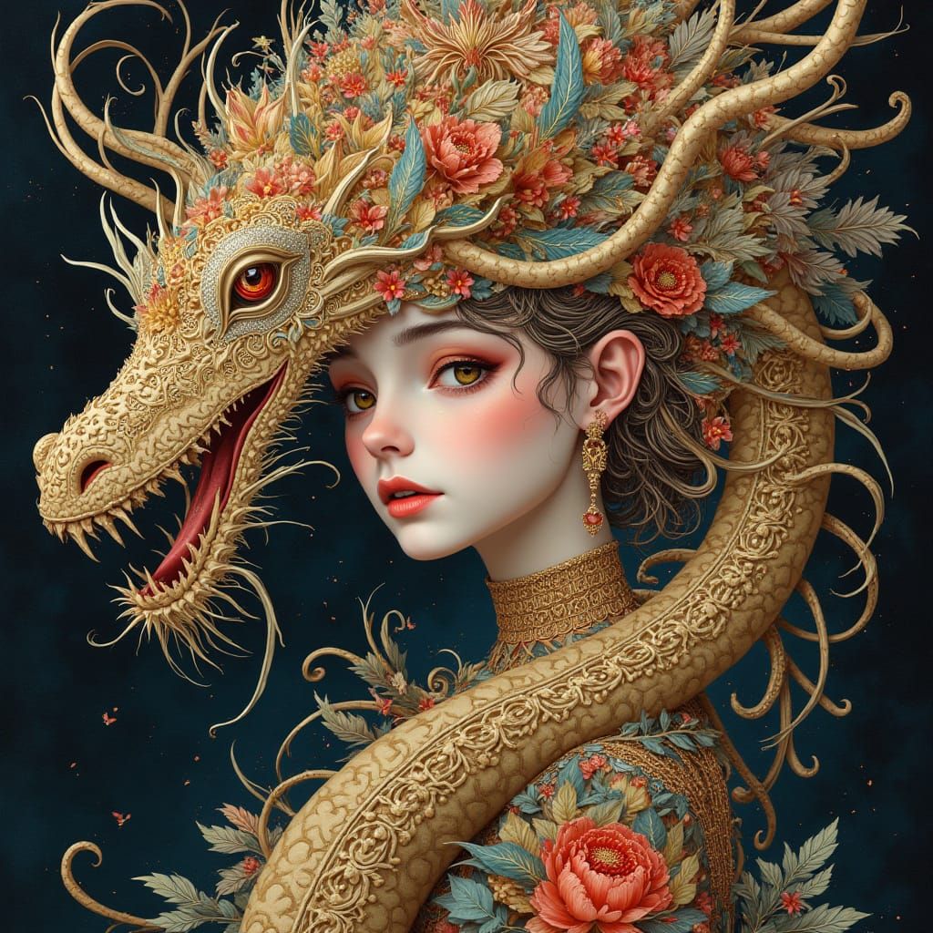 Ornate Women's Hats in Vibrant Mixed-Media Art