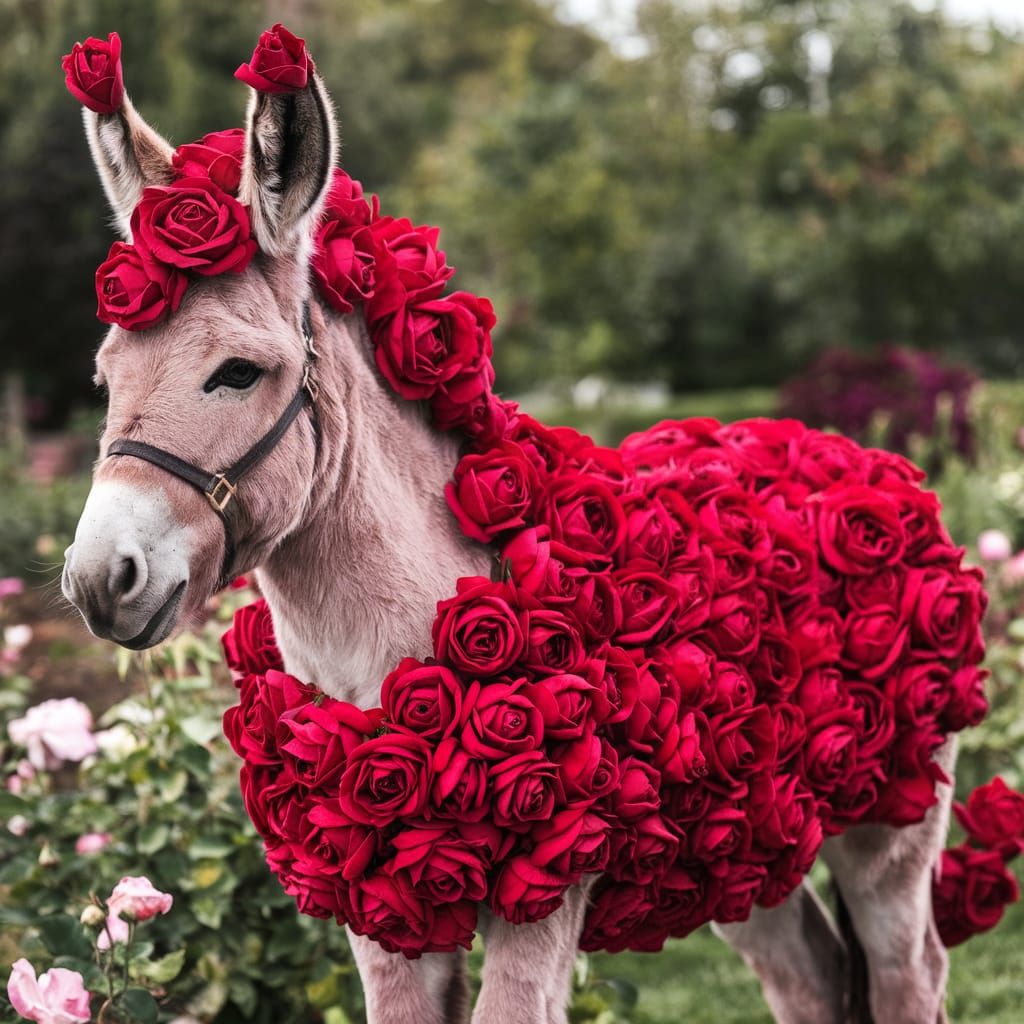Enchanting Donkey-Rose Hybrid in a Blooming Garden