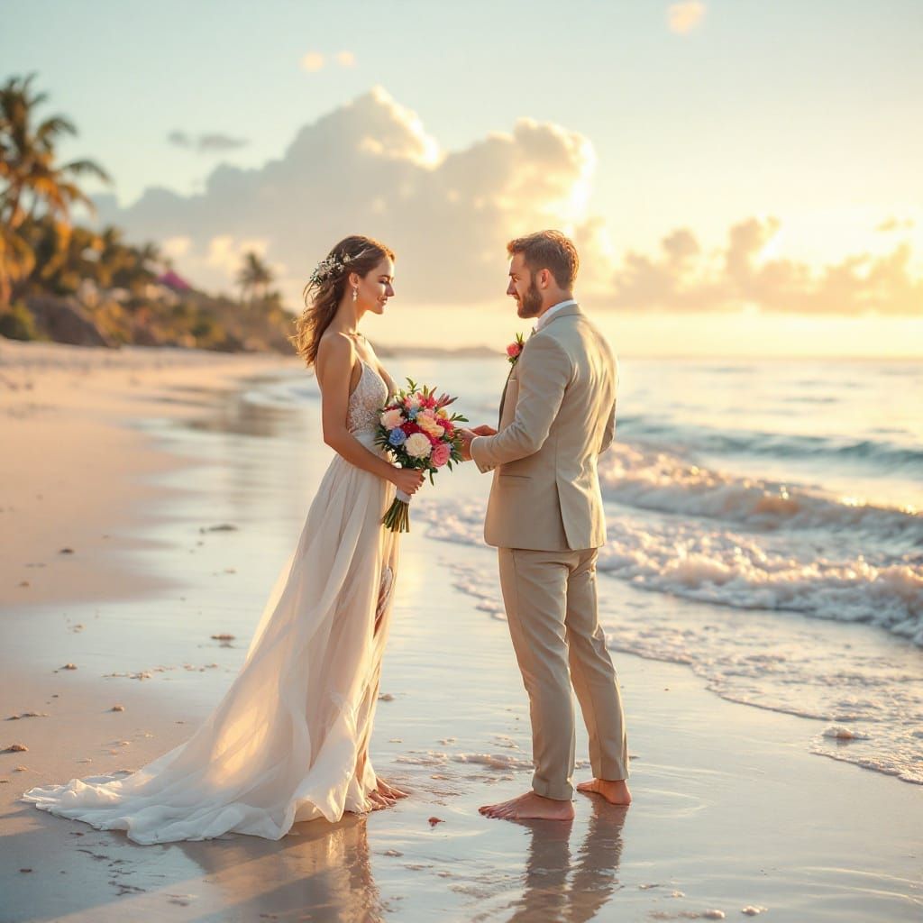 Romantic Beach Wedding at Sunrise