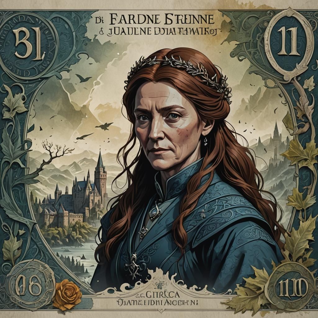 Catelyn Stark Art Banknote in Detailed Matte Painting