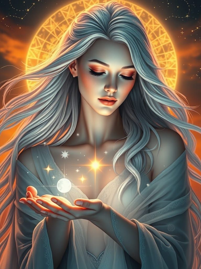Ethereal Moon Goddess in Cosmic Beauty