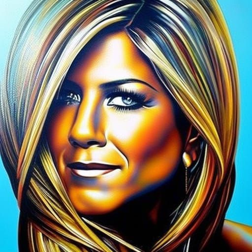 Jennifer Aniston Portrait in Street Art Style