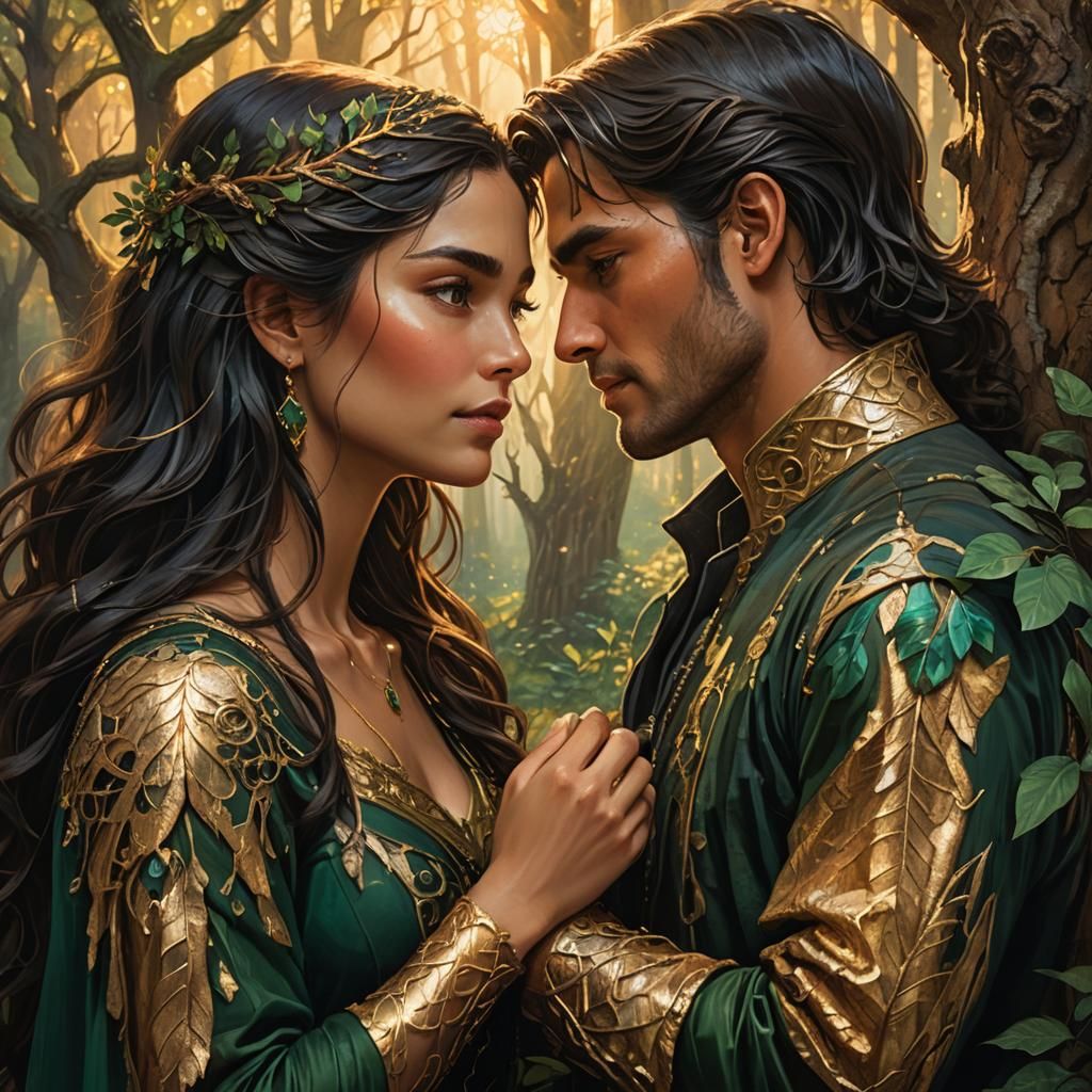 Enchanted Forest Couple in Golden Light