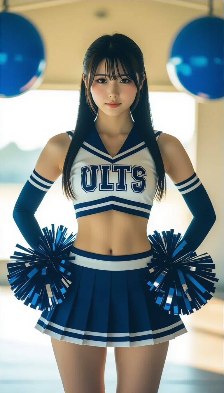 Beautiful Japanese Cheerleader in Cinematic Film Still