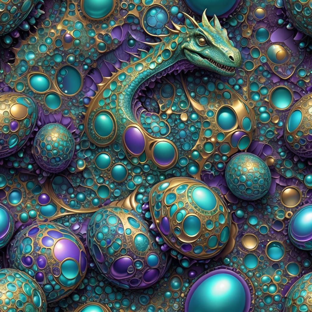 Baby Dinosaur Hatching: Abstract Fractal Vector Art