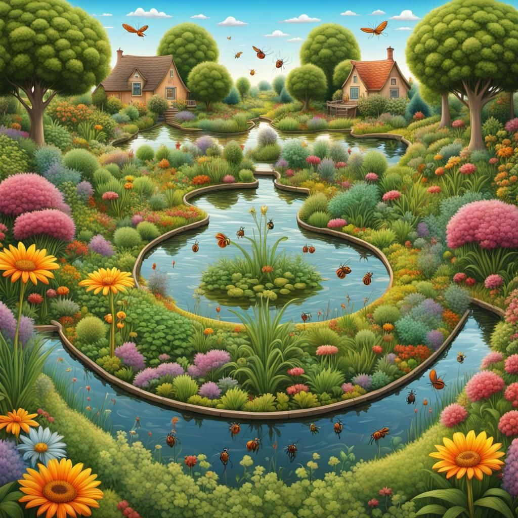 "wimmelbild, straight and curved lines hyper detailed, 8k, cartoon, crazy small details everywhere, cartoon image of sym...