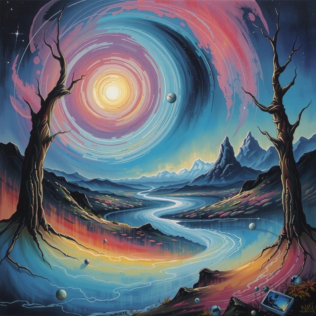 Cosmic Surrealist Masterpiece in Vibrant Colors