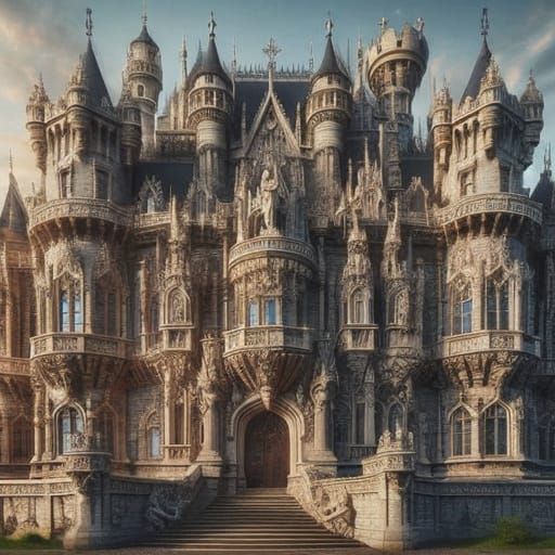 Medieval Castle in Intricate Stonework