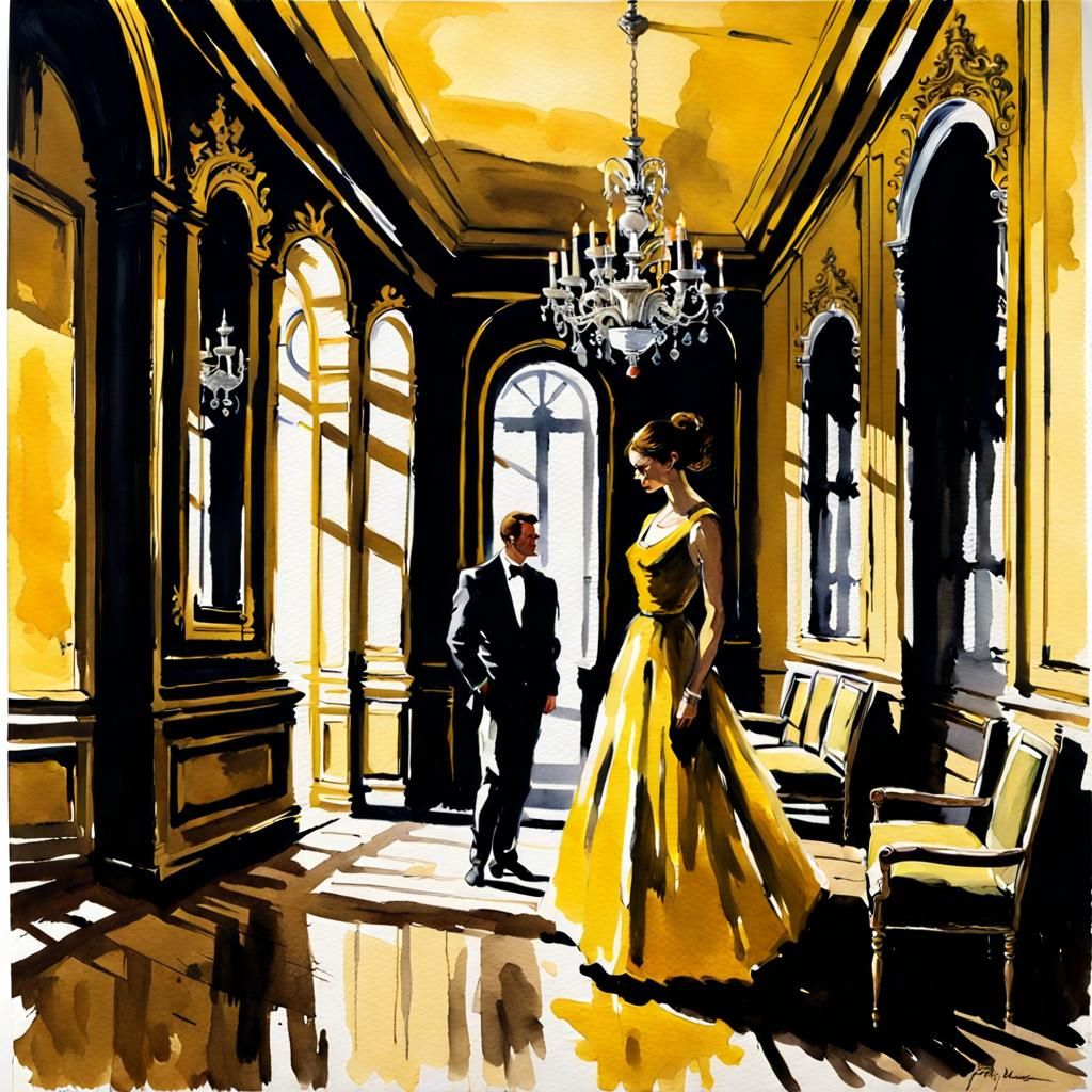 Russian Palace Scene in Watercolour