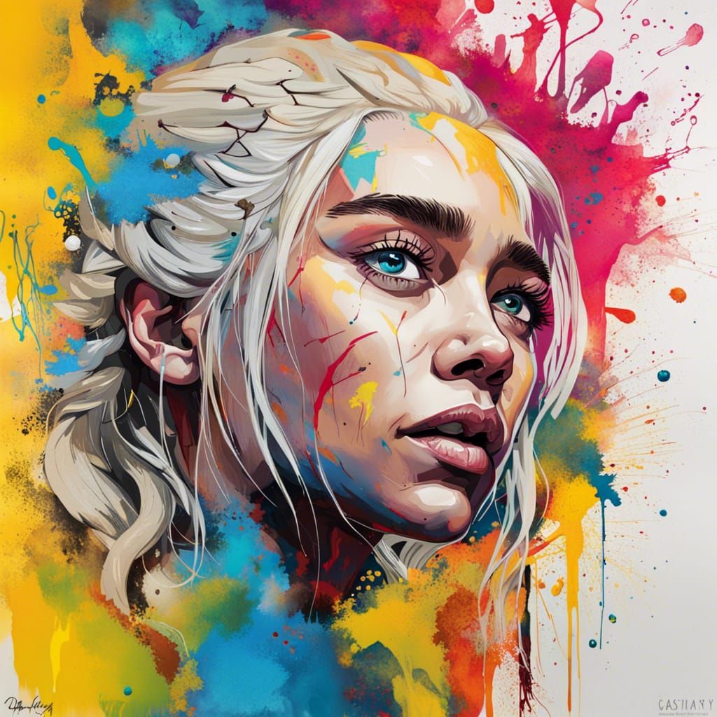 Daenerys Targaryen as Colorful Graffiti Street Art