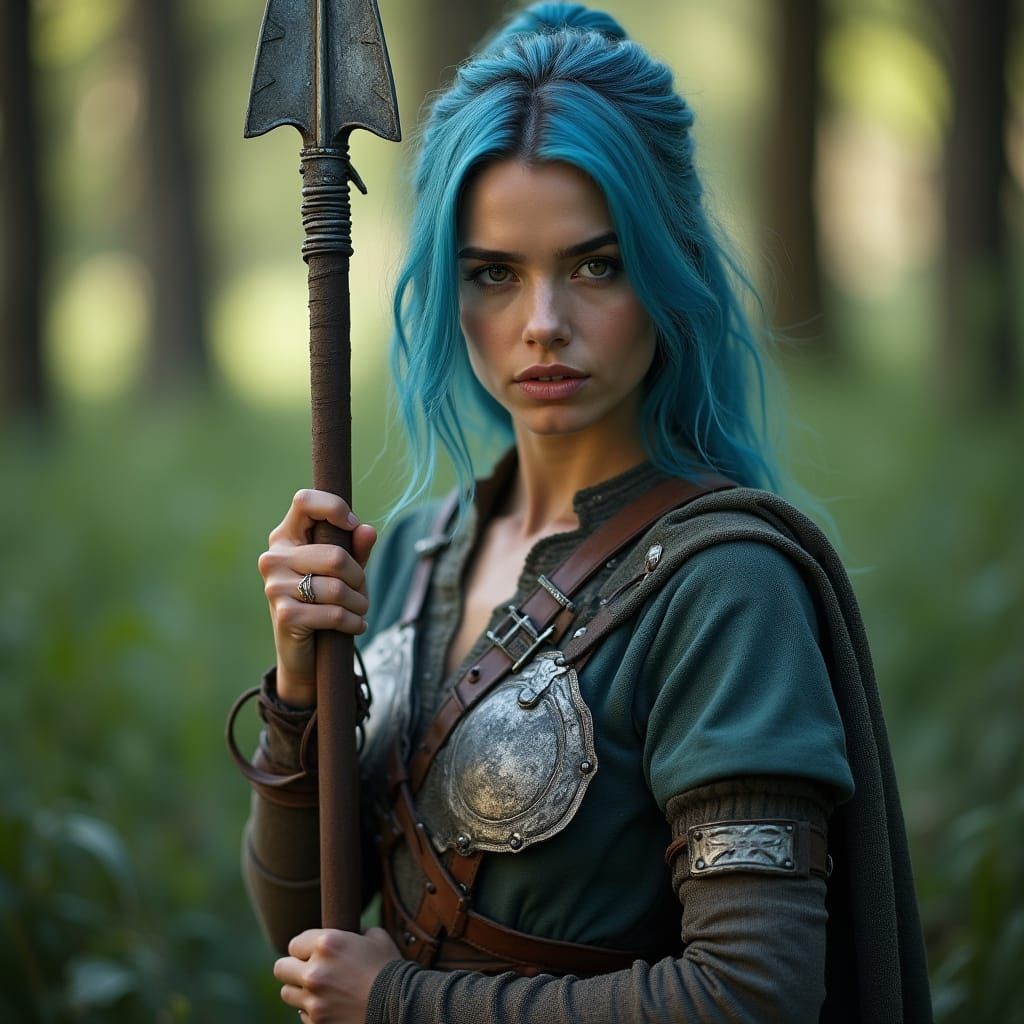 Kilted Woman Portrait in Forest Glade