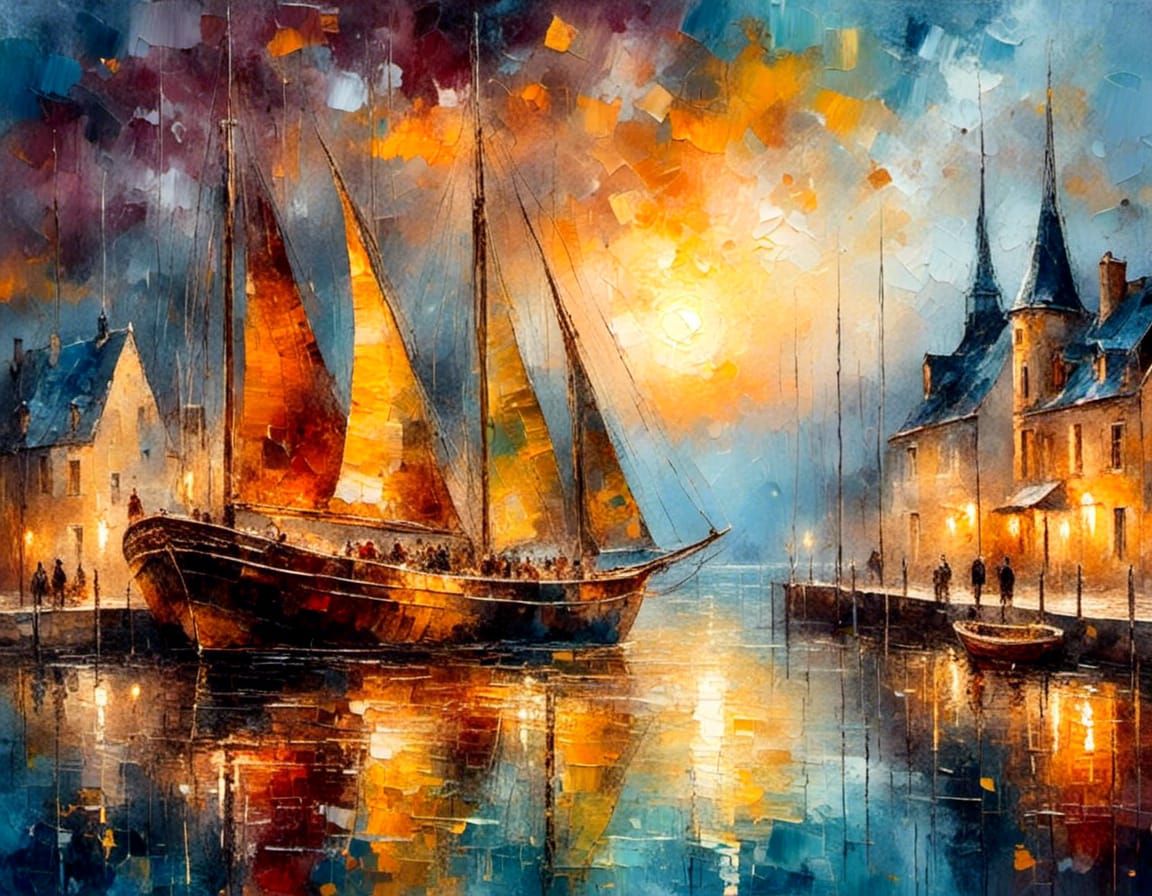 Old Fisherharbour in Honfleur France, a luxurious old three-...