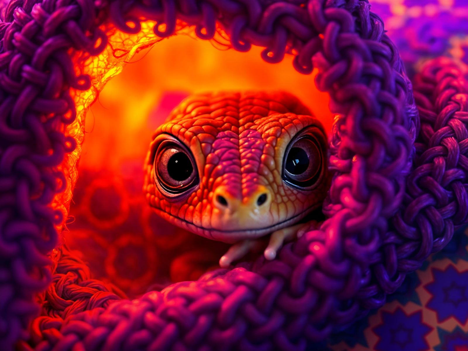 Vibrant Reptilian Dreamscape in Neon Hues