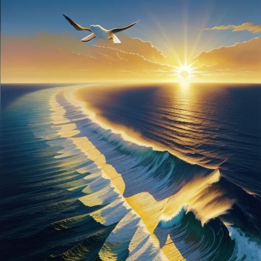 Hyperrealistic Dolphin Leaps Over Wave at Sunset