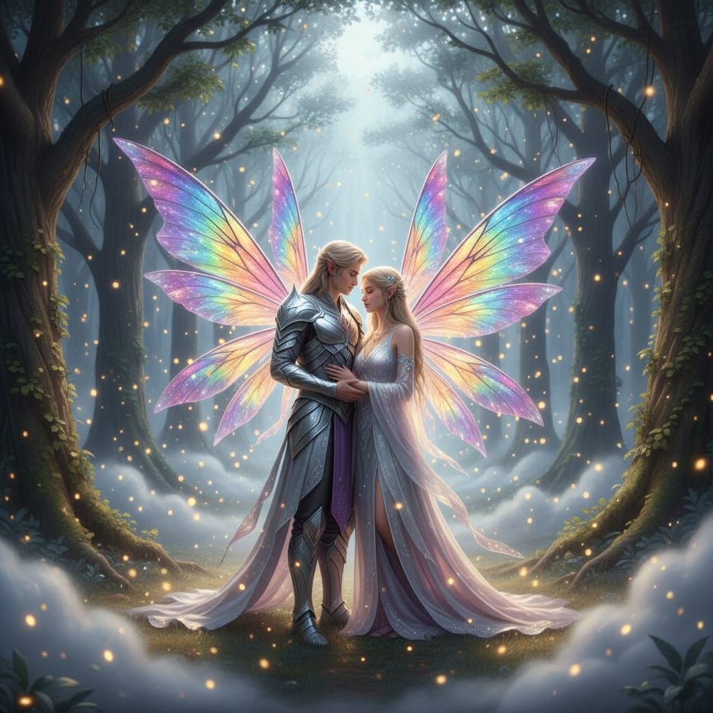 Magical Fairies in Enchanted Forest with Celestial Aura