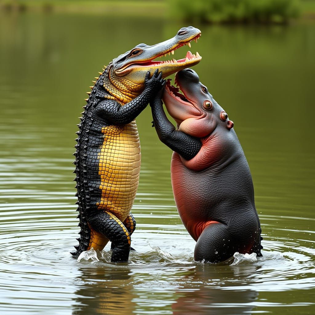 Alligator and Hippo Do Dirty Dancing Lift