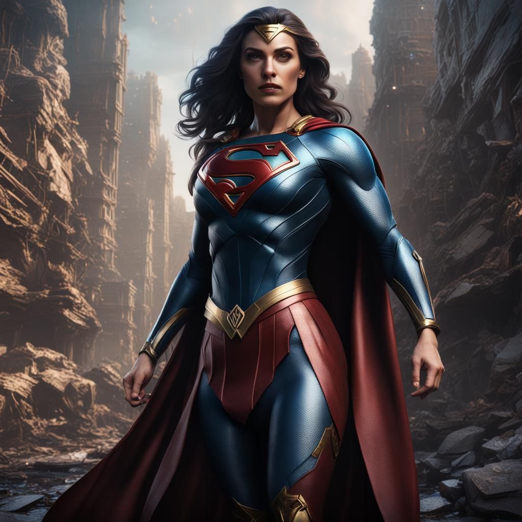 Detailed Matte Painting of Superwoman in Fantasy Art