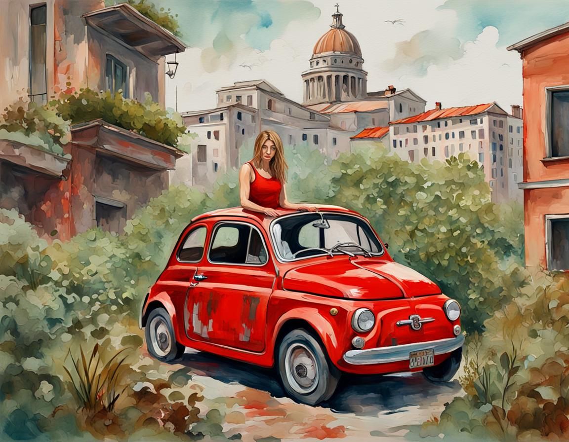 Post-Apocalyptic Rally Car in Gouache Style