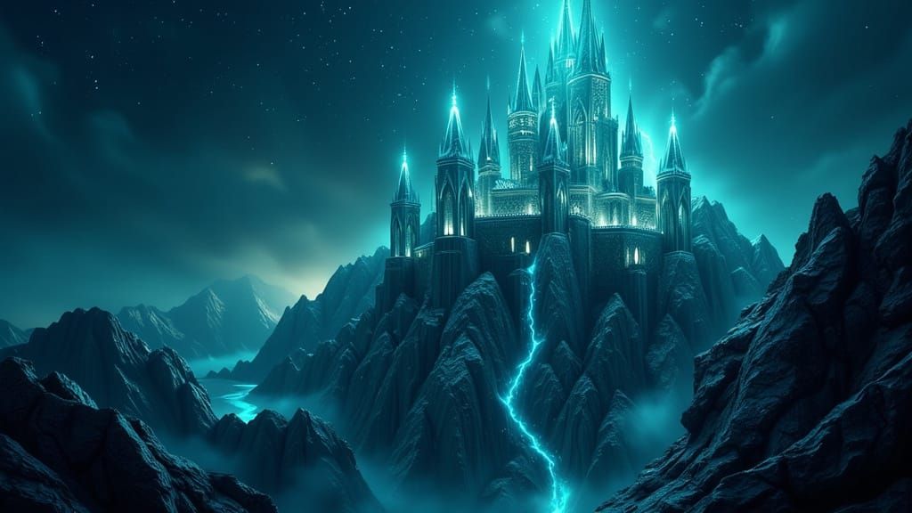 Majestic Castle Reigns Supreme Over a Mysterious Night Sky