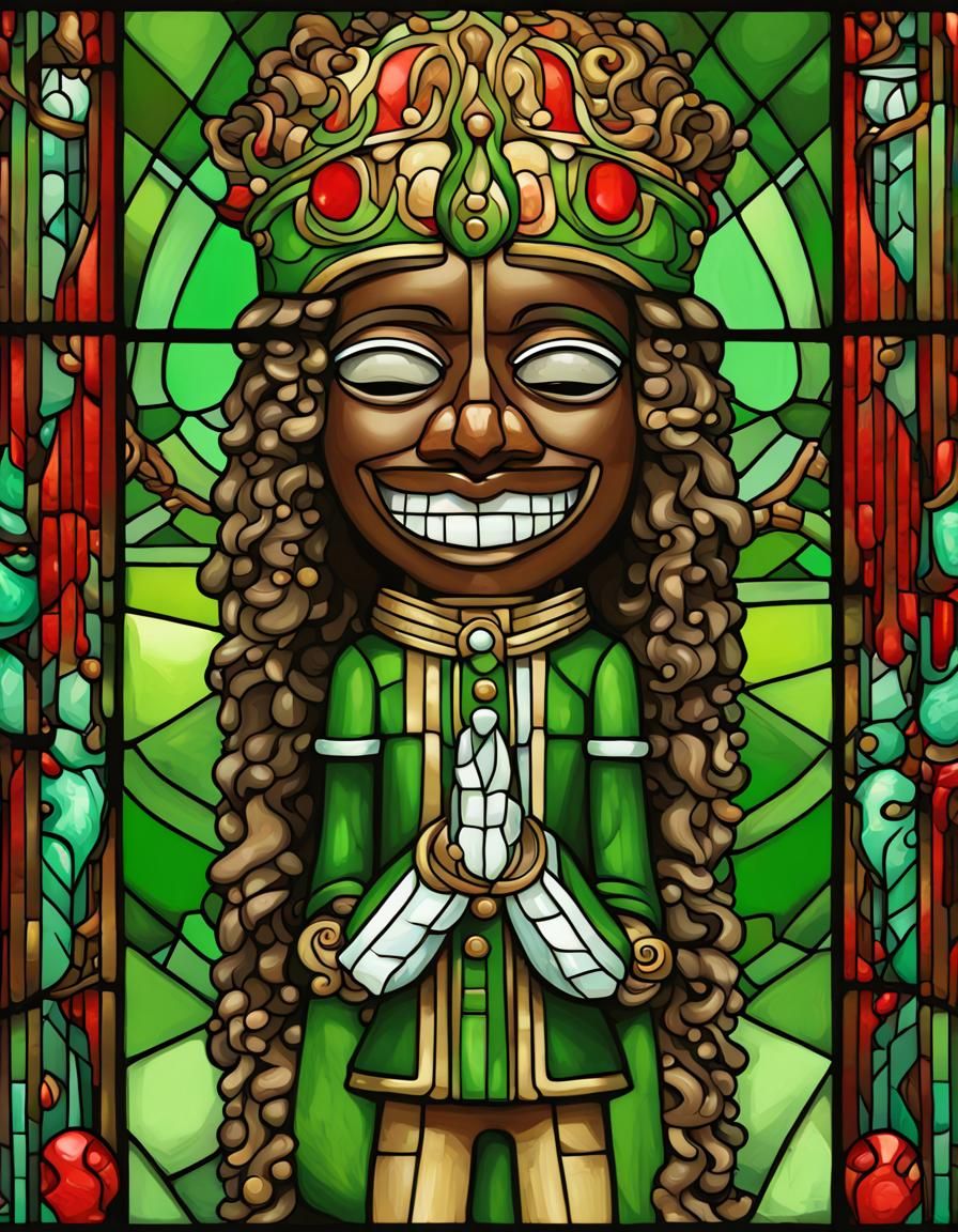 Stained Glass Nutcracker with Graffiti Art Nouveau Elements