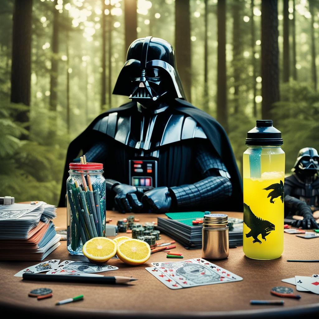 Poker Game in the Forest: A Cinematic Still