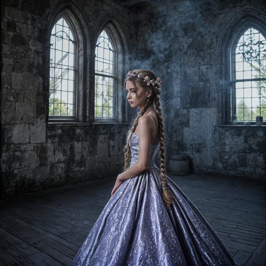 Gothic Princess in Medieval Tower with Volumetric Lighting