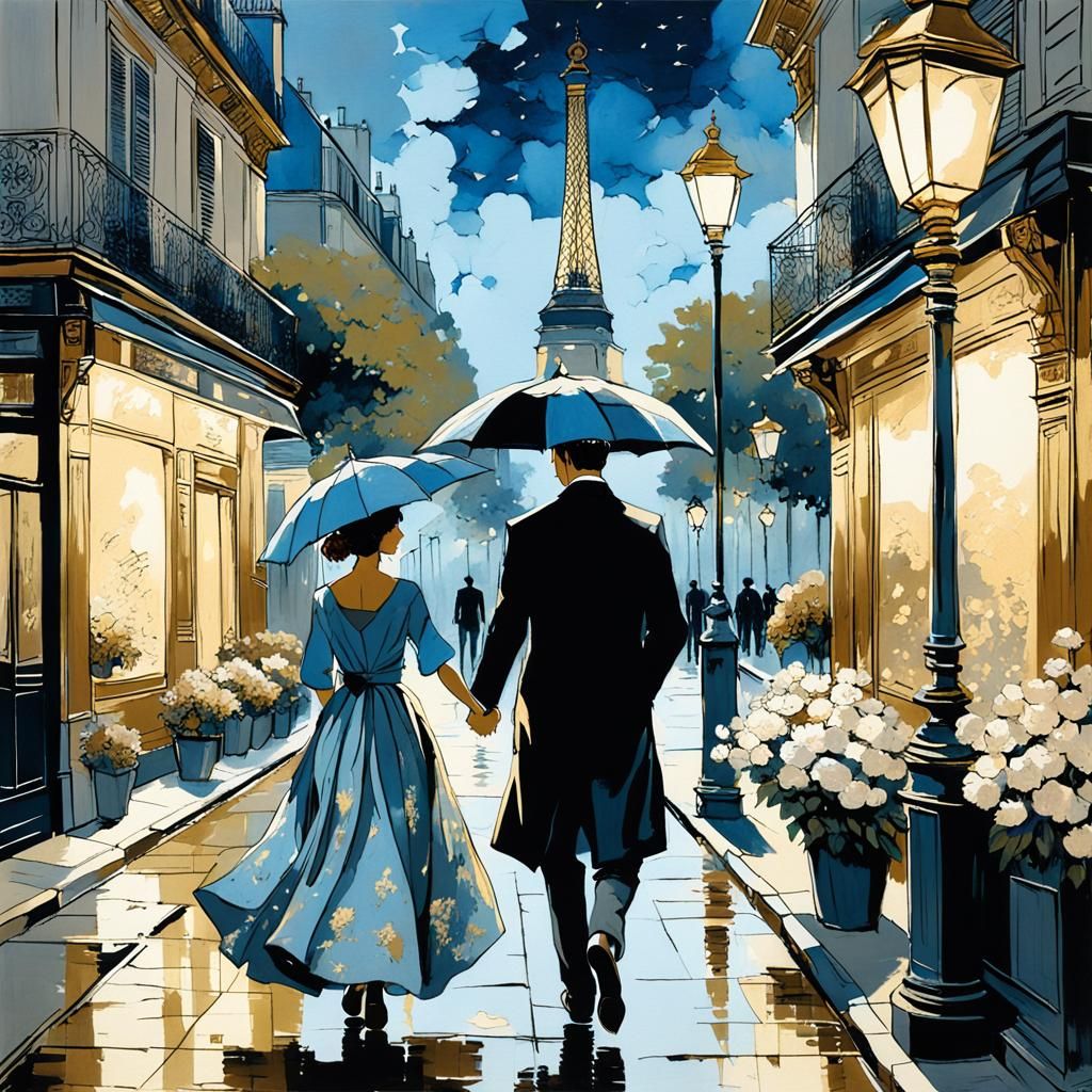 Romantic French Couple in Paris Garden